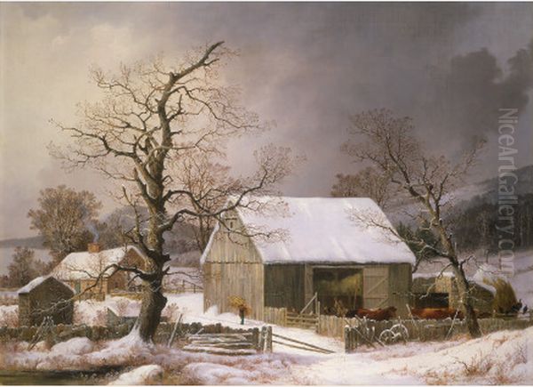 Winter in the Country Oil Painting by George Henry Durrie