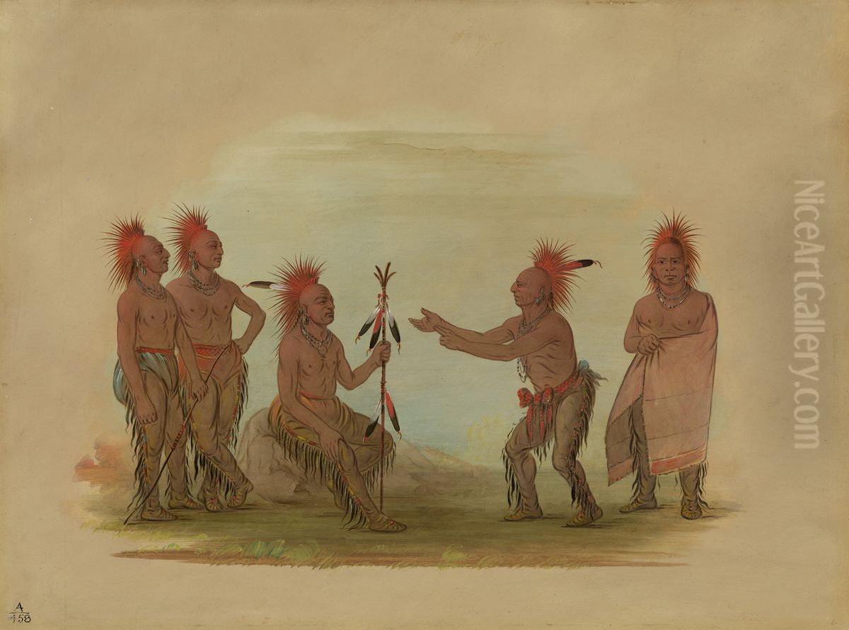 Black Hawk and the Prophet - Saukie Oil Painting by George Catlin