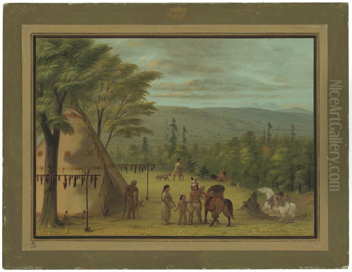 The Cheyenne Brothers Starting on Their Fall Hunt Oil Painting by George Catlin
