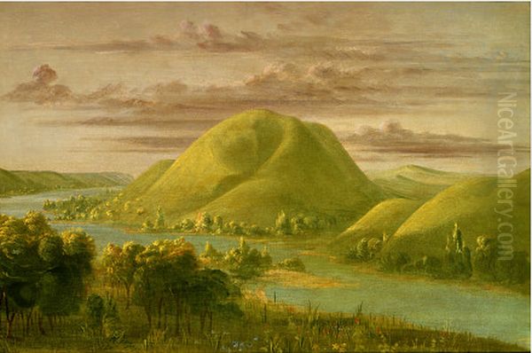 Curious Grassy Bluffs, St. Peter's River Oil Painting by George Catlin