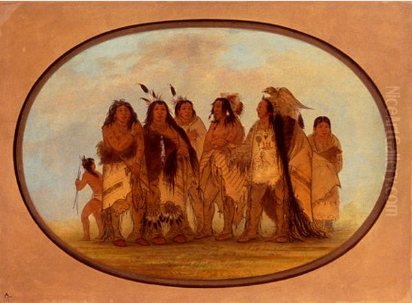 Distinguished Crow Indians Oil Painting by George Catlin