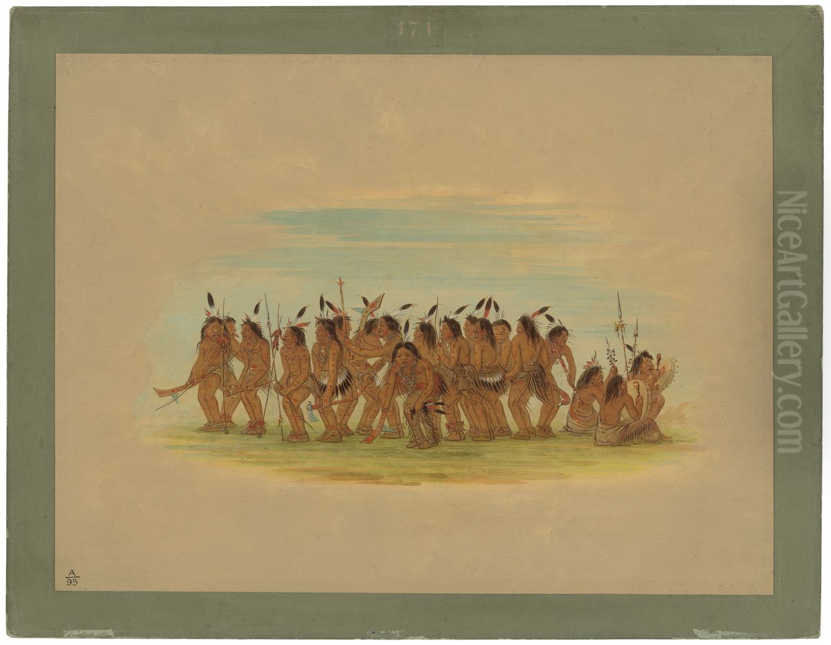 Dog Dance - Sioux Oil Painting by George Catlin