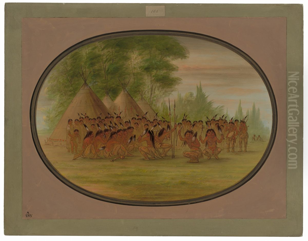 Eagle Dance - Choctaw Oil Painting by George Catlin