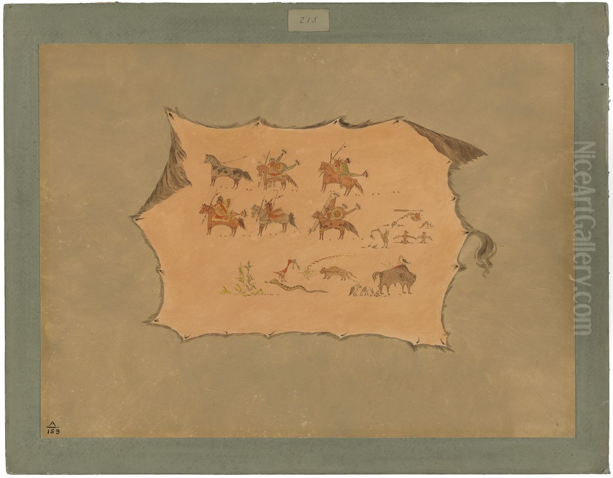 Facsimile of a Pawnee Doctor's Robe Oil Painting by George Catlin