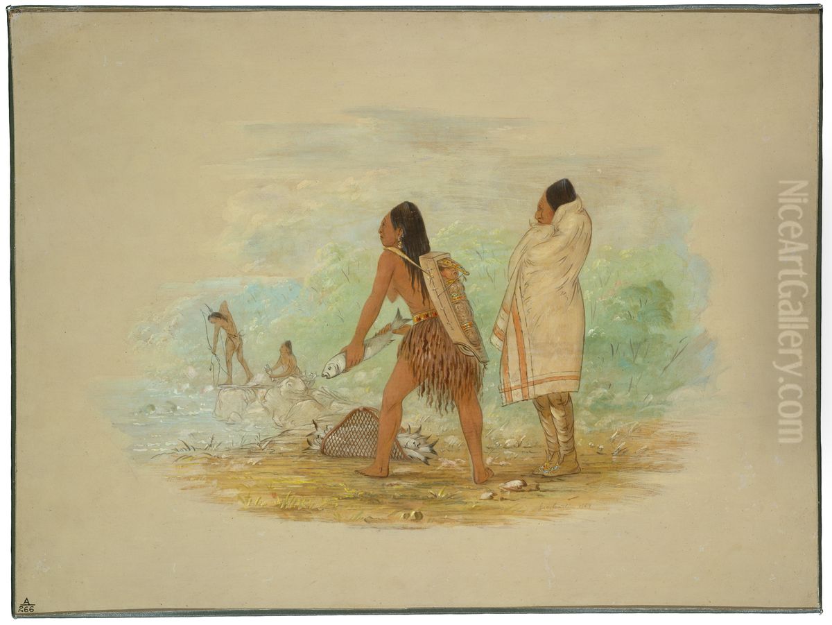 Flathead Indians Oil Painting by George Catlin