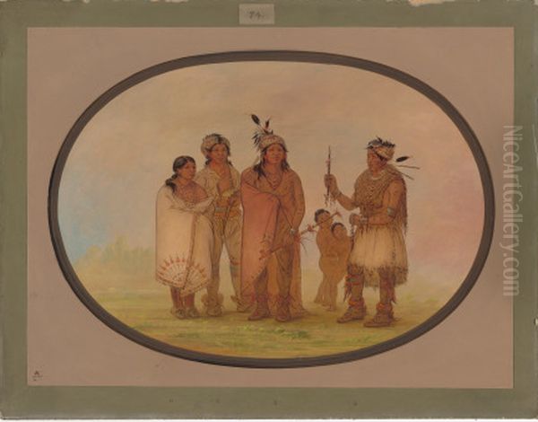 Shawano Indians Oil Painting by George Catlin