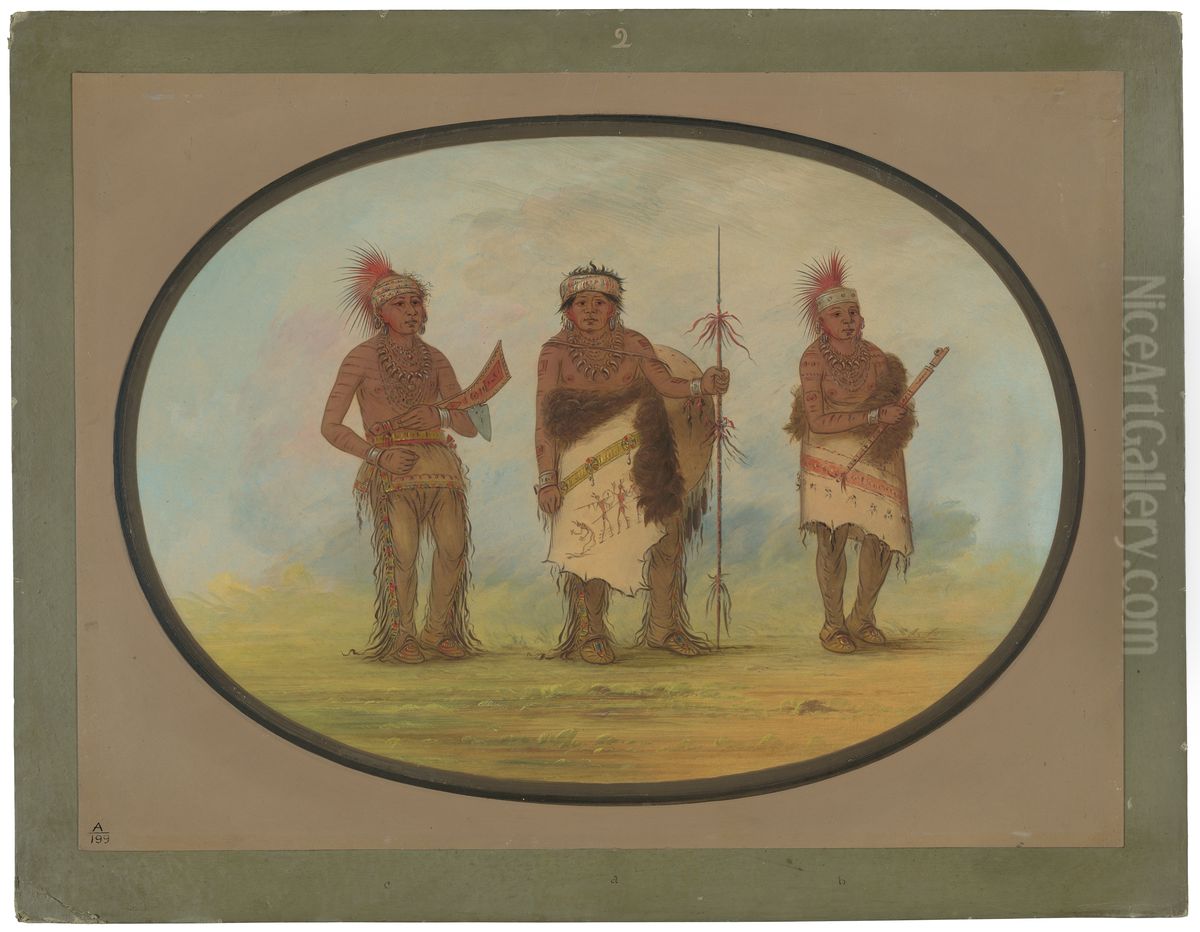 Three Iowa Indians Oil Painting by George Catlin