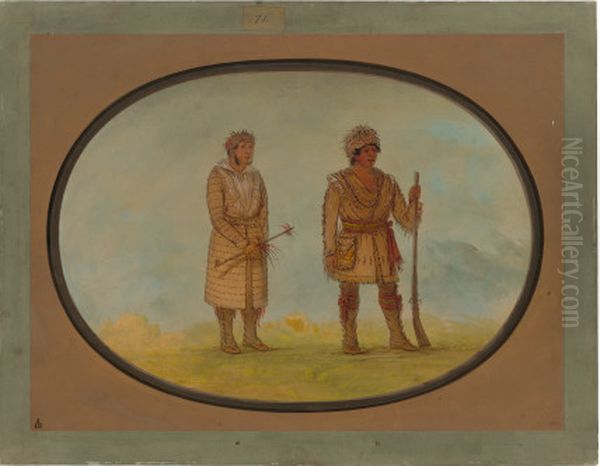 Two Cherokee Chiefs Oil Painting by George Catlin