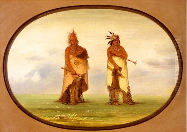 Two Unidentified North American Indians Oil Painting by George Catlin