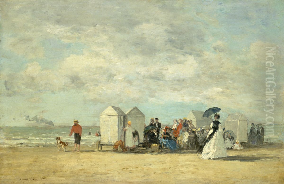 Beach Scene Oil Painting by Eugene Louis Boudin