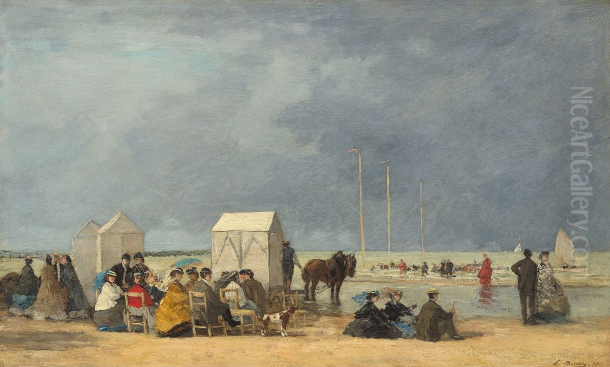 Bathing Time at Deauville Oil Painting by Eugene Louis Boudin