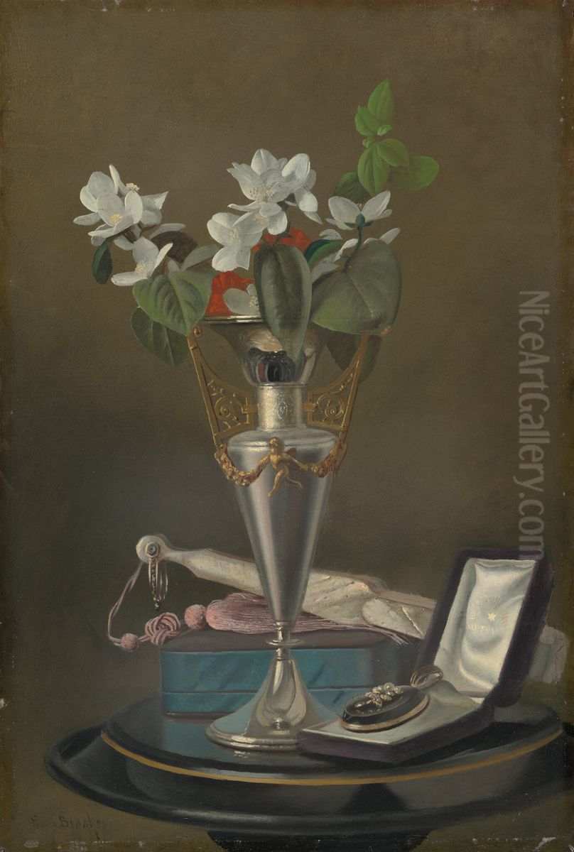 Still Life with Fan and Pendant Oil Painting by Samuel Marsden Brookes