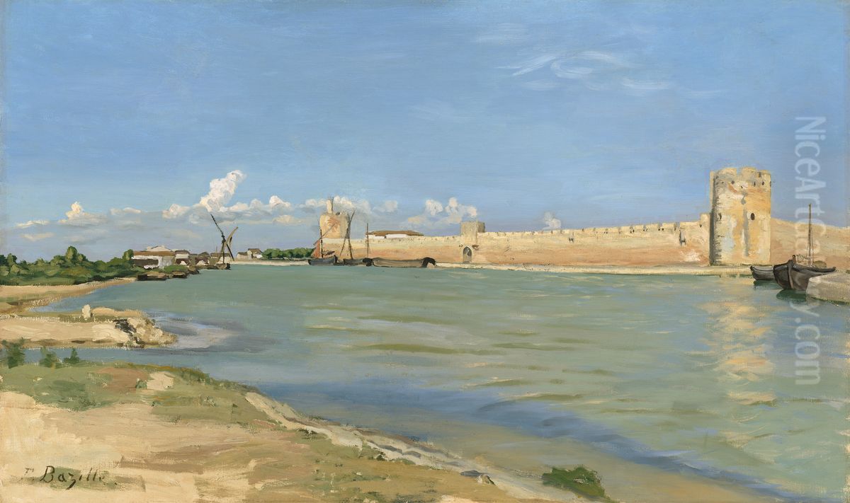 The Western Ramparts at Aigues-Mortes Oil Painting by Frederic Bazille