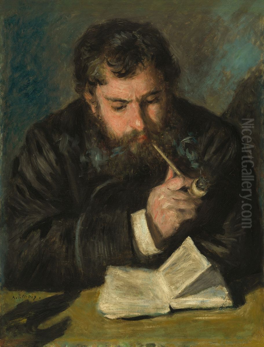 Claude Monet (Le Liseur) Oil Painting by Pierre Auguste Renoir