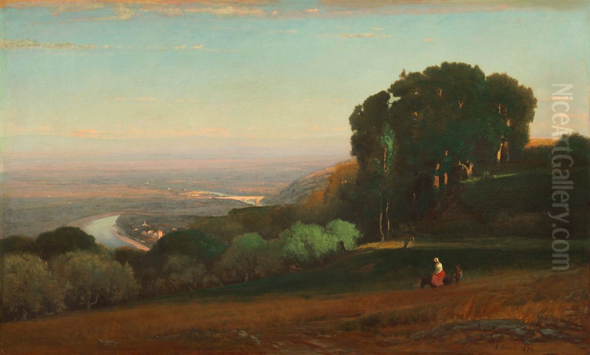 View of the Tiber near Perugia Oil Painting by George Inness