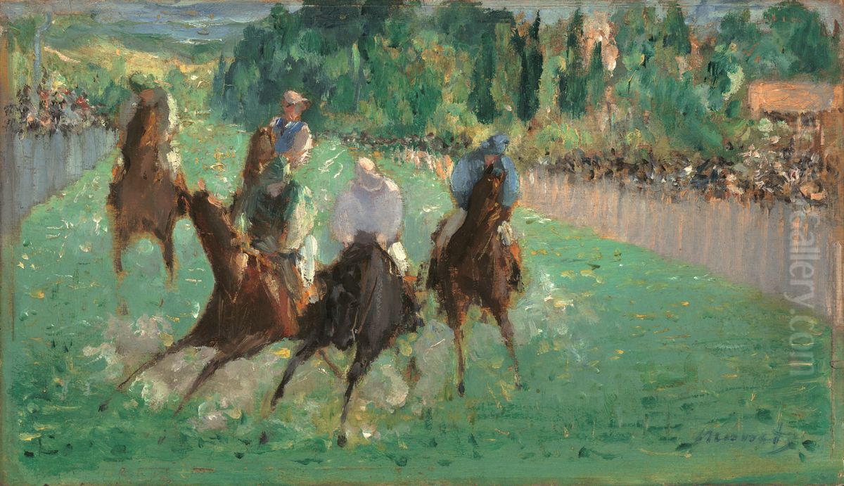 Courses a Longchamp Oil Painting by Edouard Manet