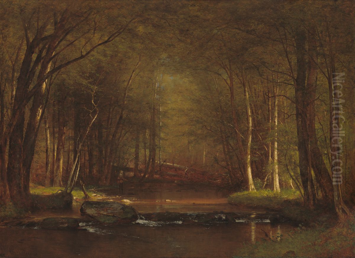 Trout Brook in the Catskills Oil Painting by Worthington Whittredge