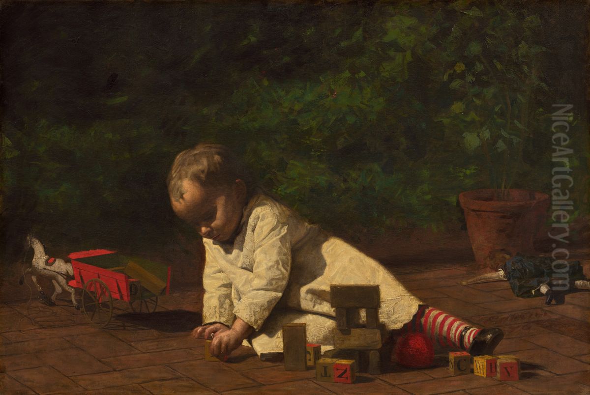 Baby at Play Oil Painting by Thomas Cowperthwait Eakins