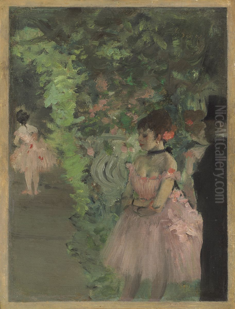 Dancers Backstage Oil Painting by Edgar Degas