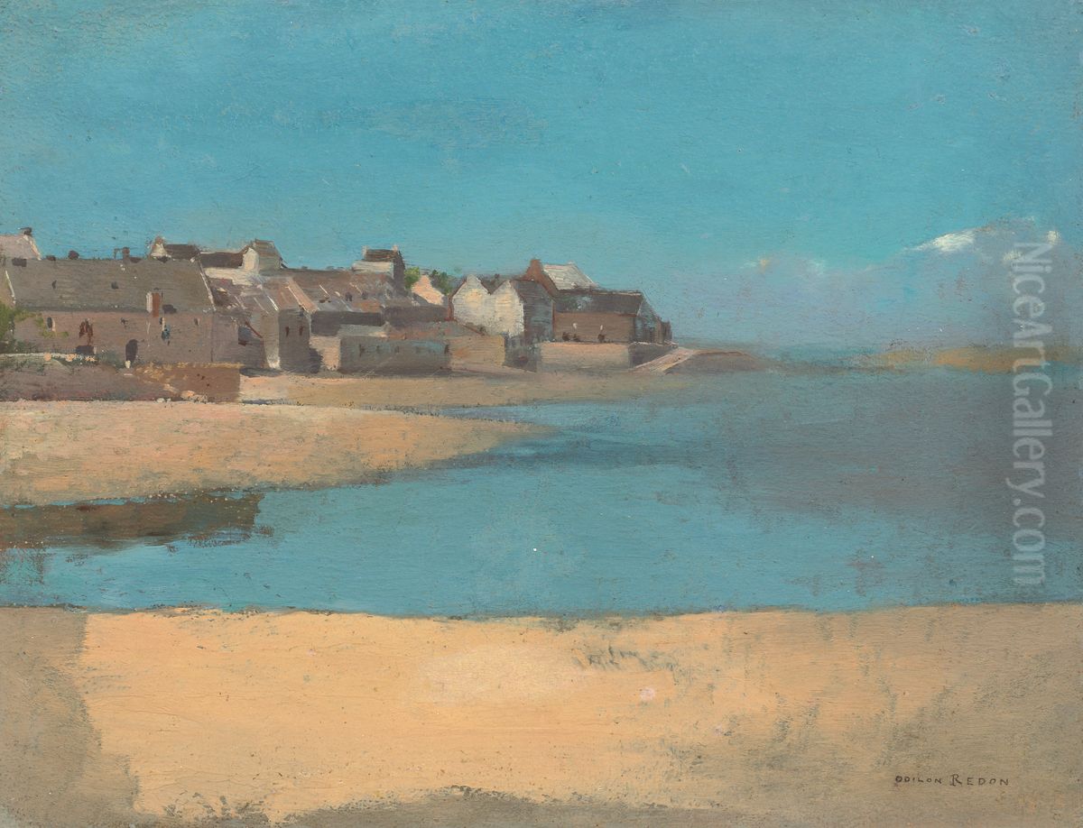 Village by the Sea in Brittany Oil Painting by Odilon Redon