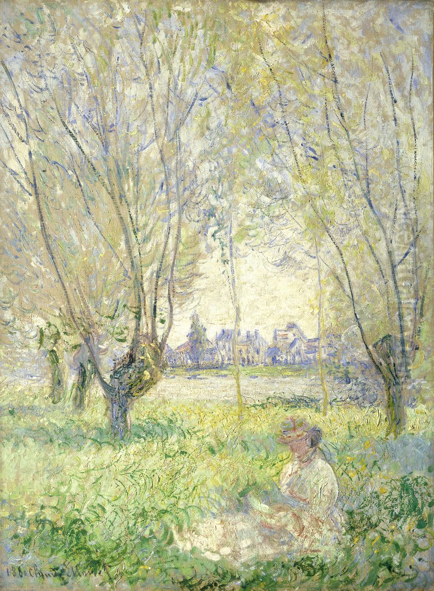 Woman Seated under the Willows Oil Painting by Claude Oscar Monet