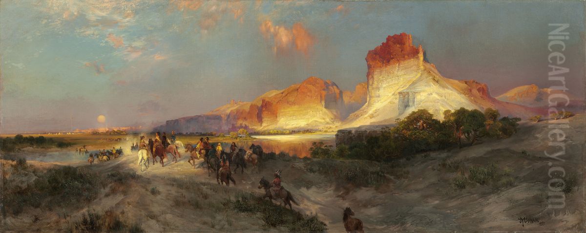 Green River Cliffs, Wyoming Oil Painting by Thomas Moran