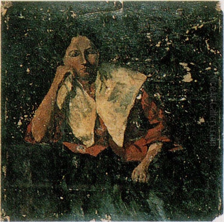 Portrait of a woman with white collar Oil Painting by Theo van Doesburg