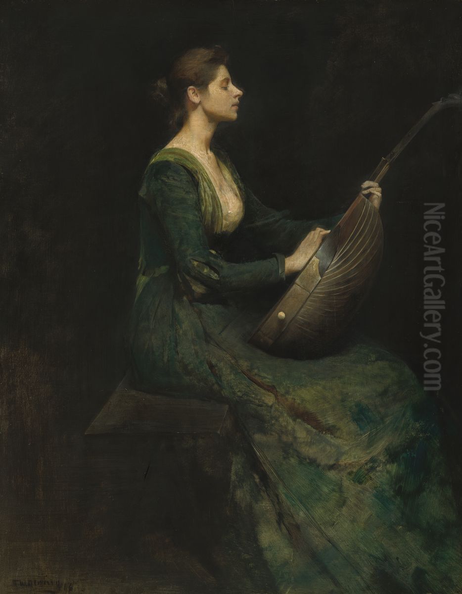 Lady with a Lute Oil Painting by Thomas Dewing