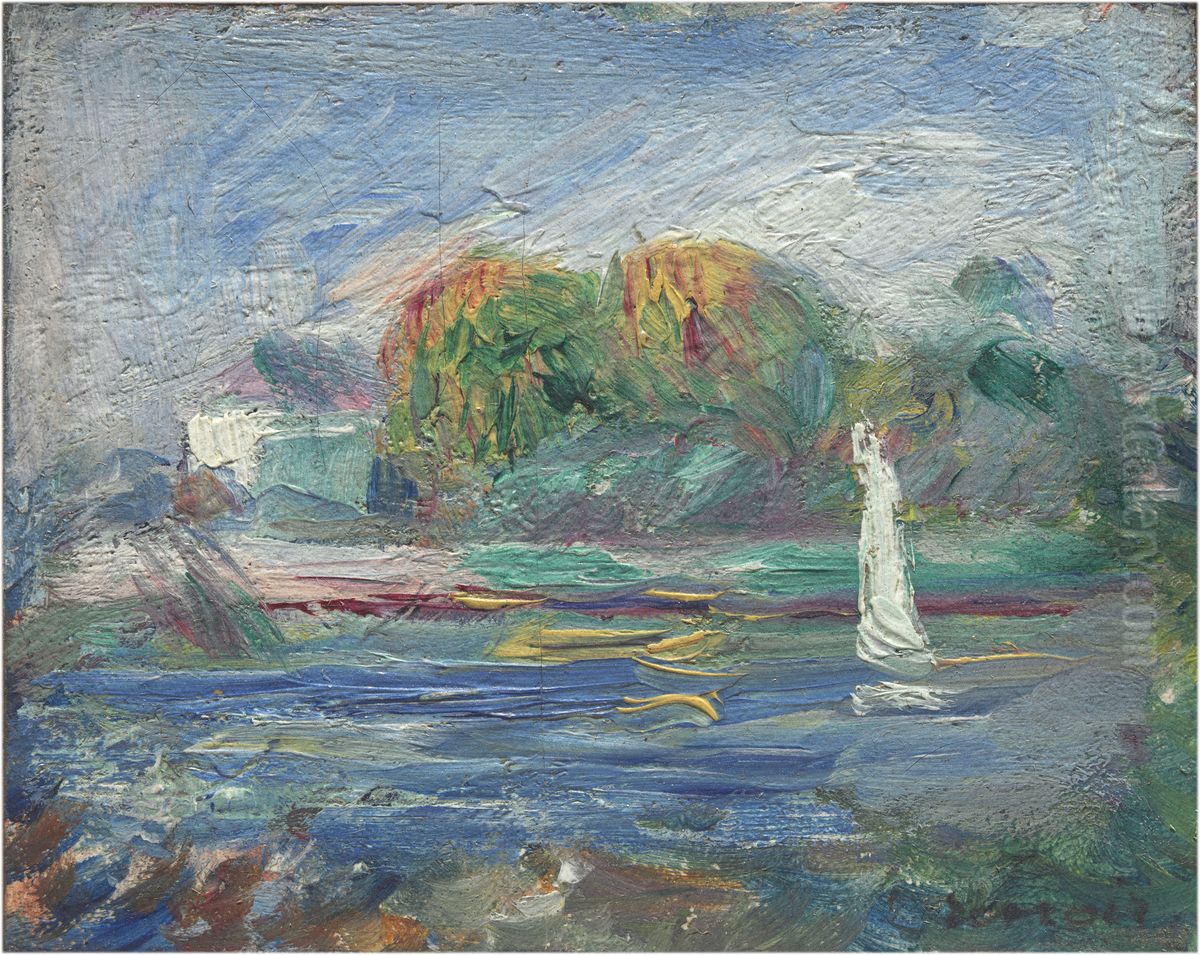 The Blue River Oil Painting by Pierre Auguste Renoir