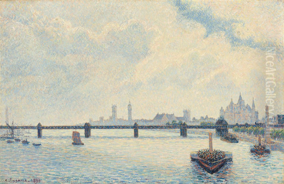 Charing Cross Bridge, London Oil Painting by Camille Pissarro