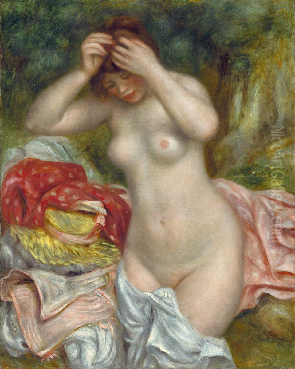 Bather Arranging her Hair Oil Painting by Pierre Auguste Renoir