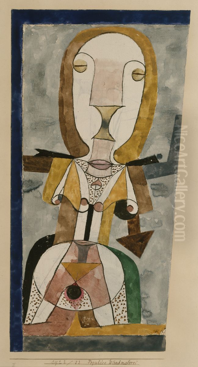 Popular Wall-Painting Oil Painting by Paul Klee