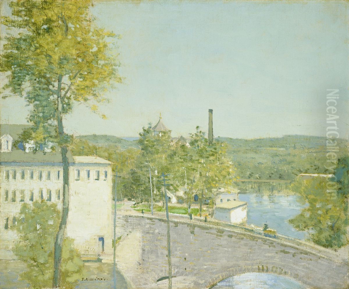 U.S. Thread Company Mills, Willimantic, Connecticut Oil Painting by J. Alden Weir