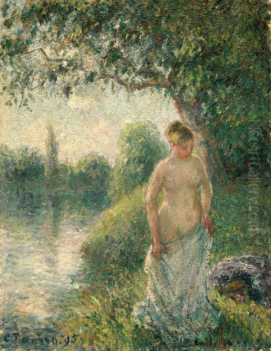 The Bather Oil Painting by Camille Pissarro