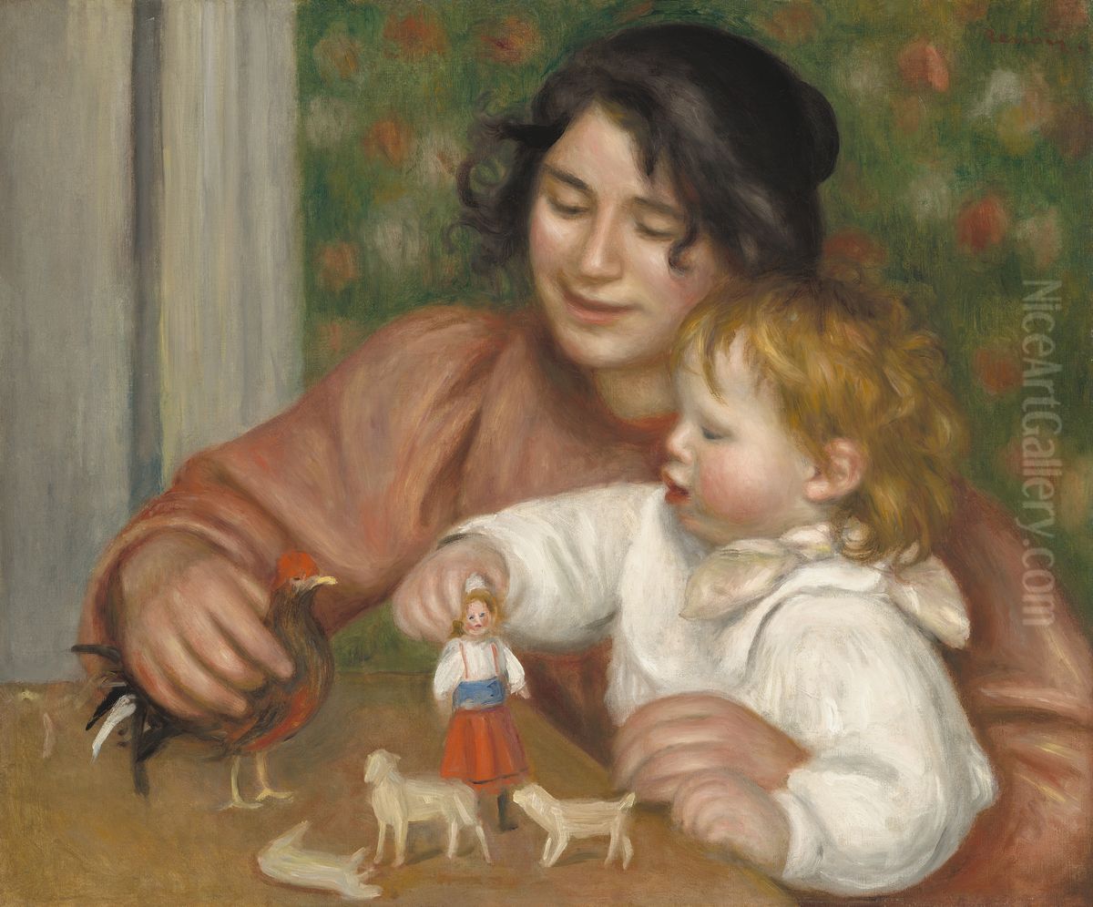 Child with Toys - Gabrielle and the Artist's Son, Jean Oil Painting by Pierre Auguste Renoir