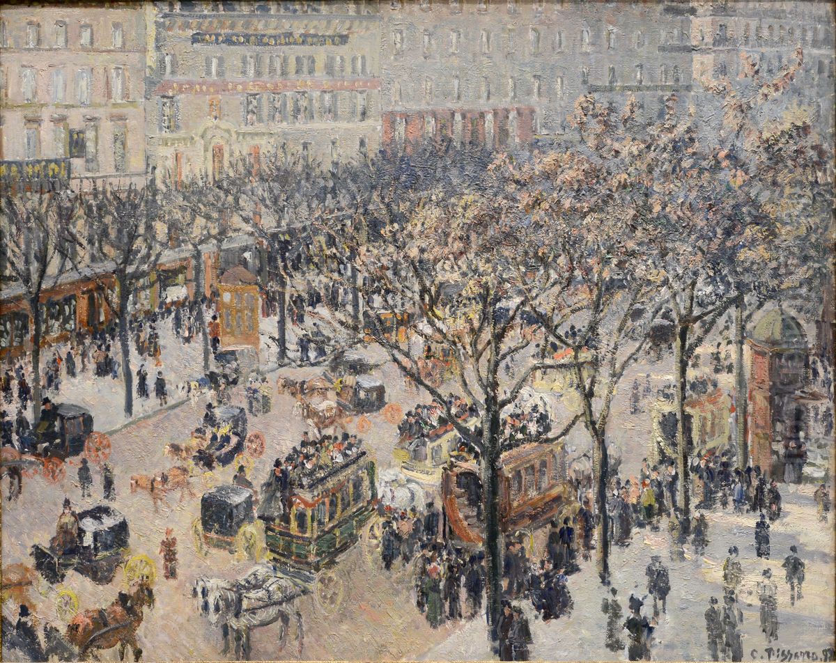 Boulevard des Italiens, Morning, Sunlight Oil Painting by Camille Pissarro