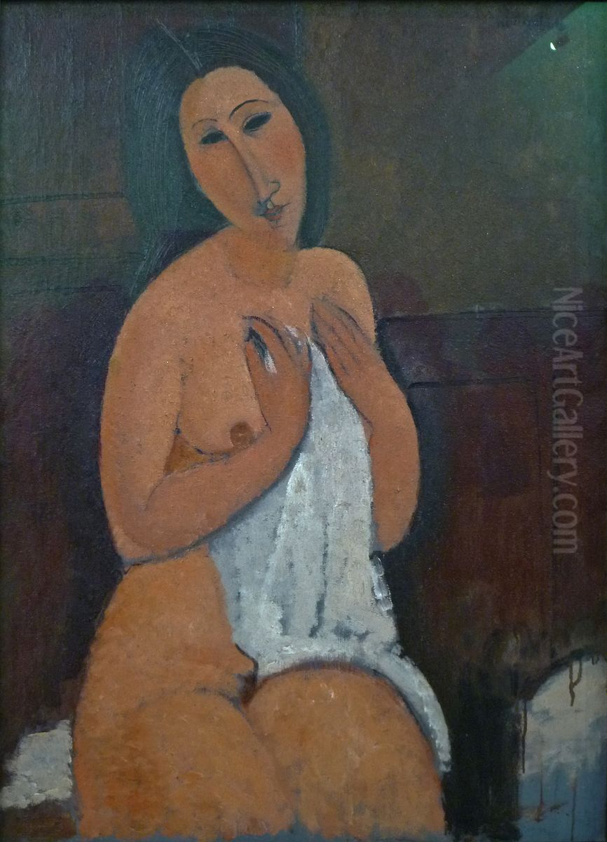 Nu assis a la chemise Oil Painting by Amedeo Modigliani