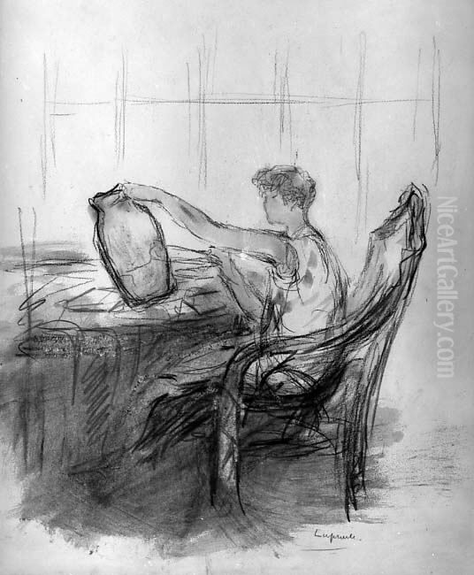 Woman Painting a Vase Oil Painting by Pierre Laprade