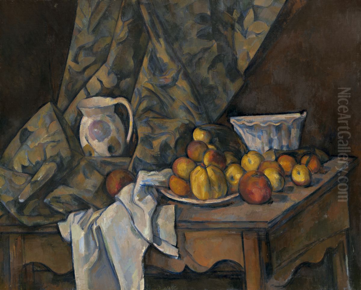 Still Life with Apples and Peaches Oil Painting by Paul Cezanne
