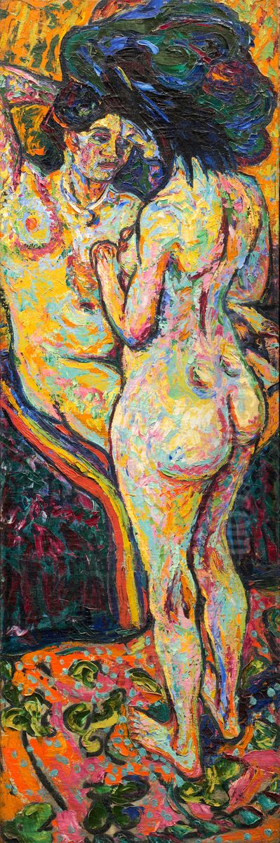 Two Nudes [obverse] Oil Painting by Ernst Ludwig Kirchner