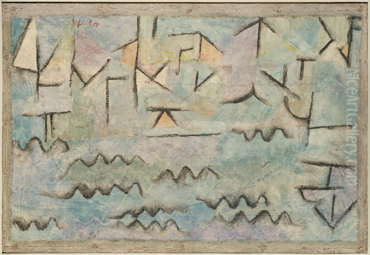 The Rhine at Duisburg Oil Painting by Paul Klee