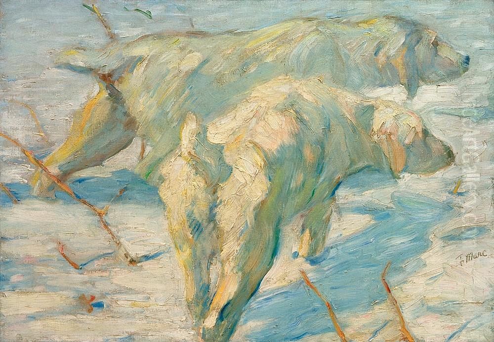 Siberian Dogs in the Snow Oil Painting by Franz Marc
