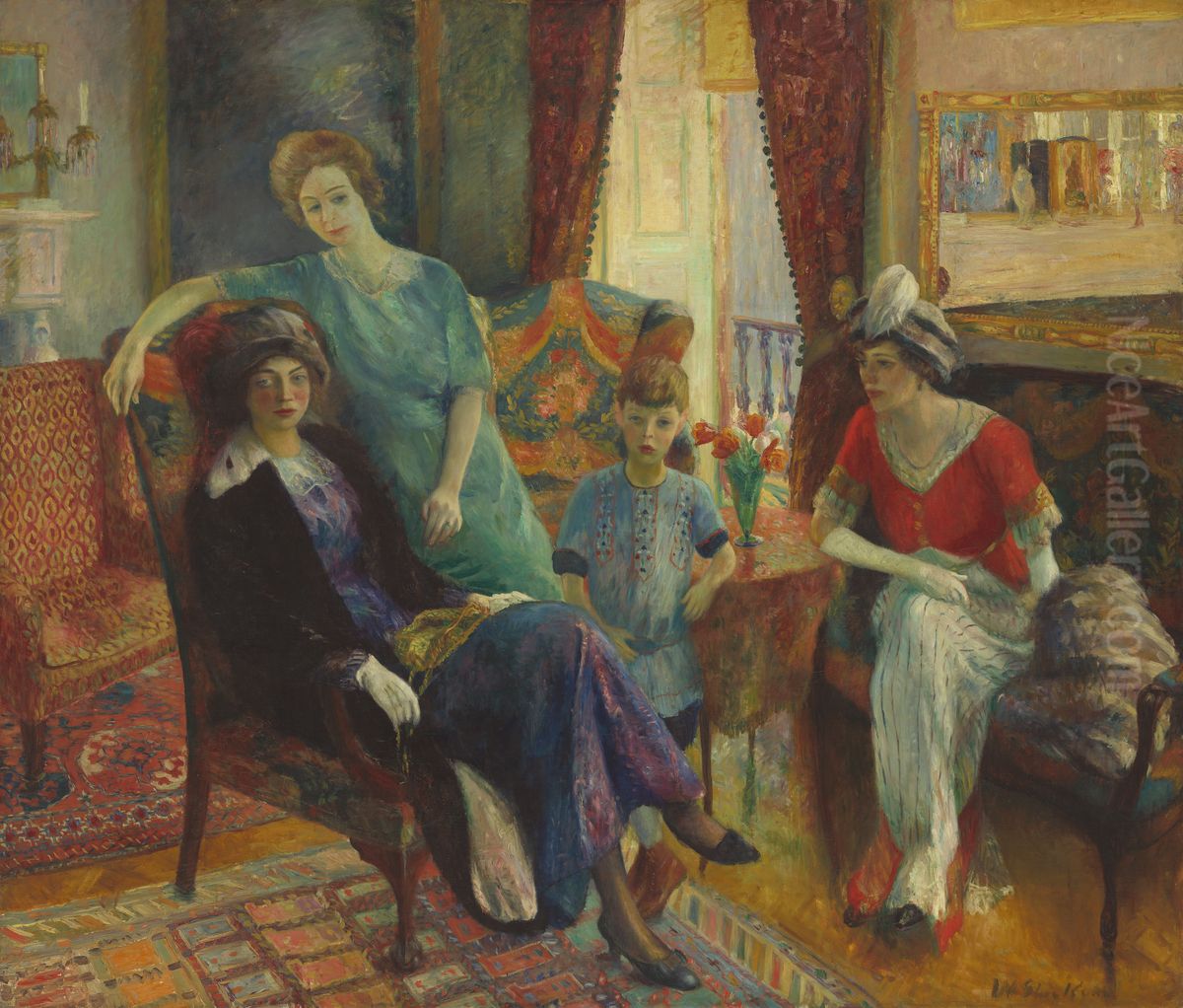 Family Group Oil Painting by William James Glackens