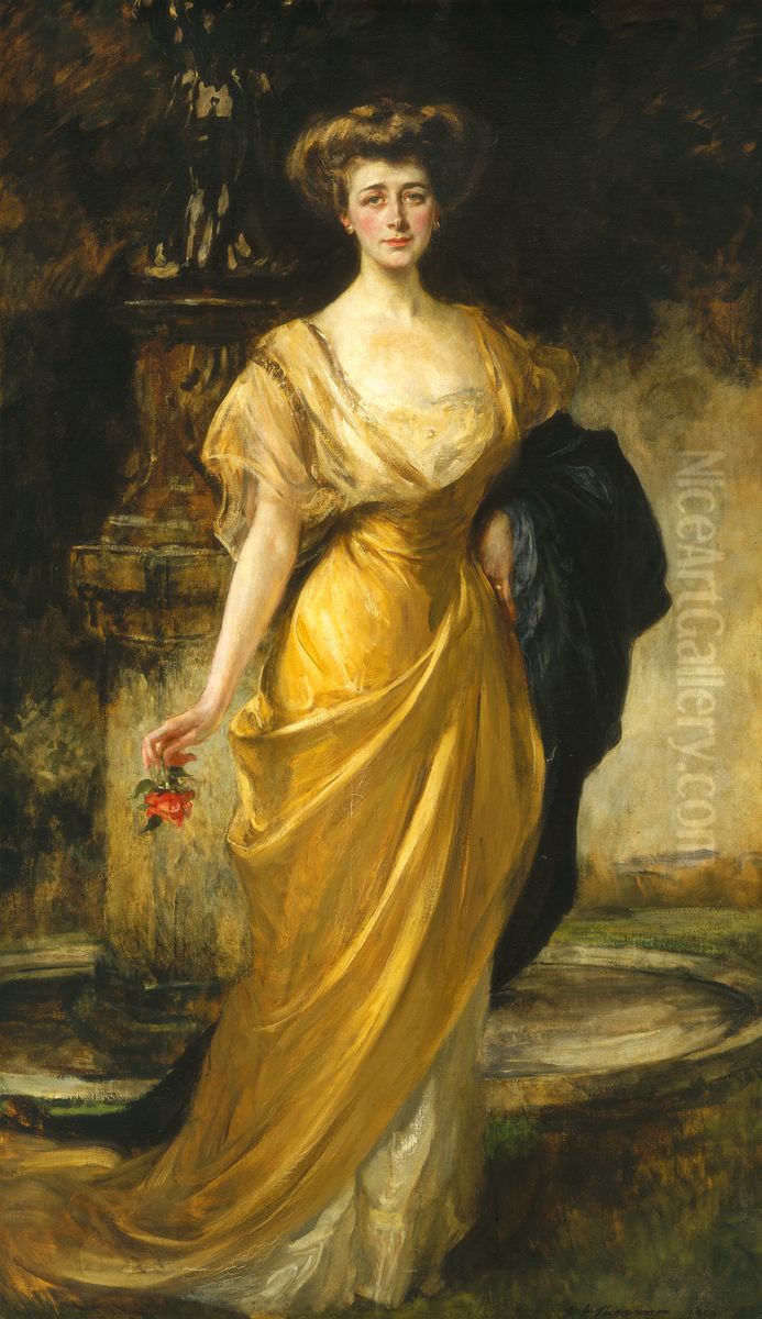 Nora McMullen Mellon (Mrs. Andrew W. Mellon) Oil Painting by James Jebusa Shannon