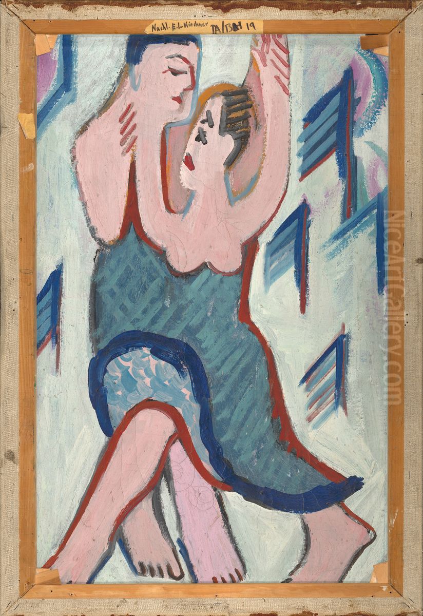 Dancing Couple in the Snow [reverse] Oil Painting by Ernst Ludwig Kirchner