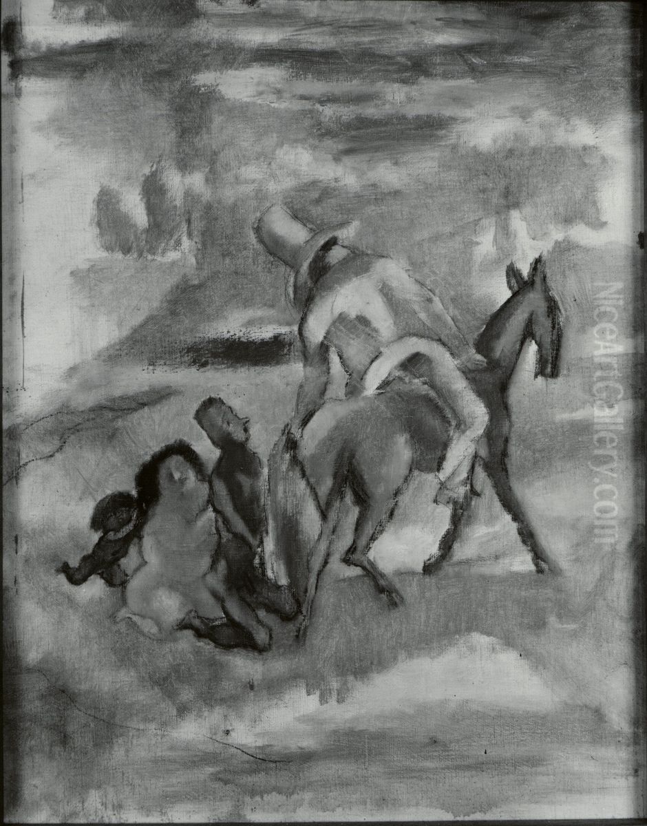 Reclining Girl (recto); Cuban Scene (verso) Oil Painting by Jules Pascin