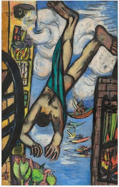 Falling Man Oil Painting by Max Beckmann