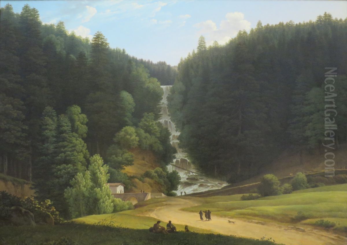 View of Falls at Vallombrosa Oil Painting by Louis Gauffier