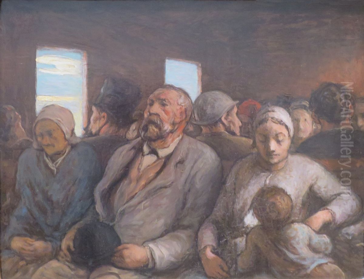 Third Class Carriage Oil Painting by Honore Daumier