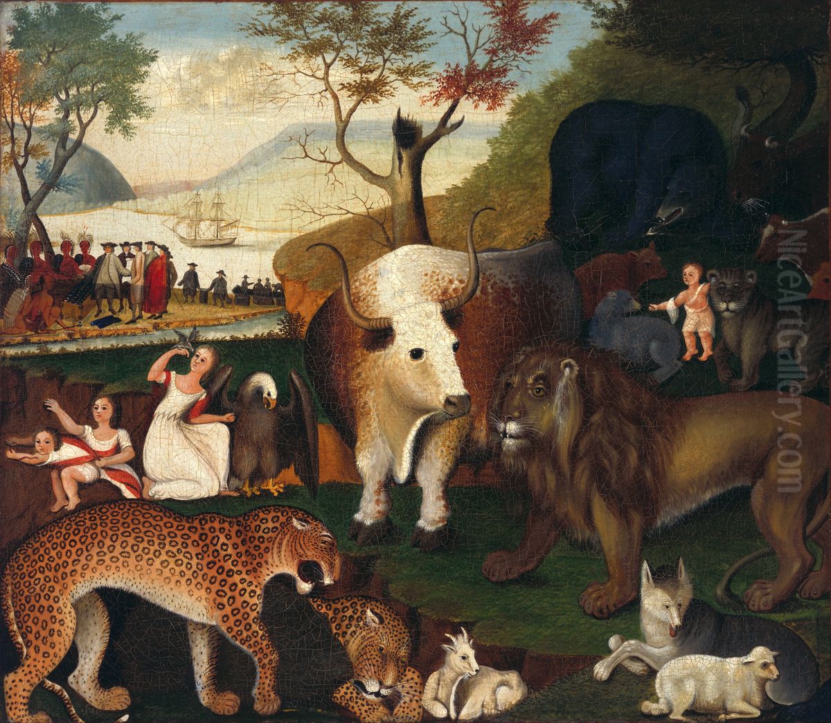 The Peaceable Kingdom Oil Painting by Edward Hicks
